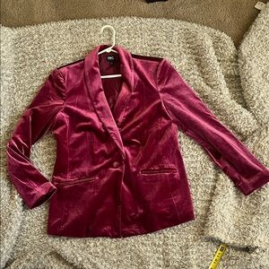 INC International Concepts Women's Velvet Blazer - Deep Pink